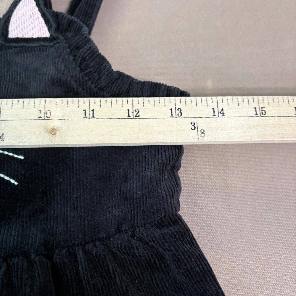 Gymboree Black Cat Dress‎ Girls 7 Corduroy Jumper Pinafore Embroidered Novelty